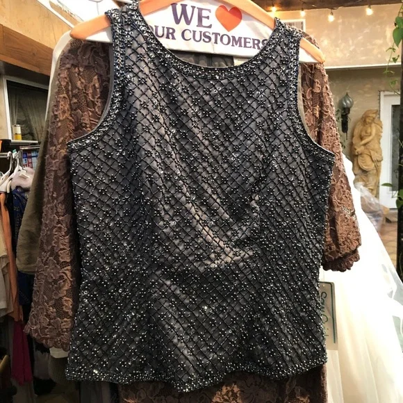 Victoria Royal Gorgeous Heavy Silver Beaded Top 🤩 R2 - Picture 3 of 11